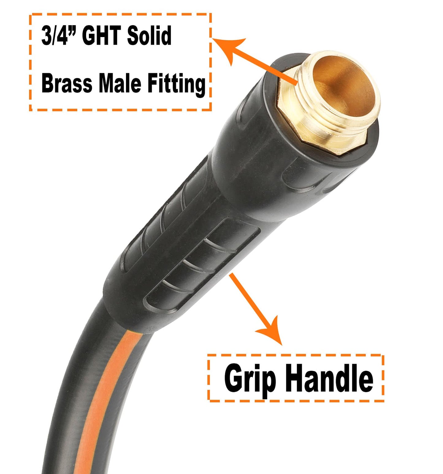 EADUTY Hybrid Garden Hose 5/8 IN. x 50 FT, Heavy Duty, Lightweight, Flexible with Swivel Grip Handle and Solid Brass Fittings, Gray+Orange