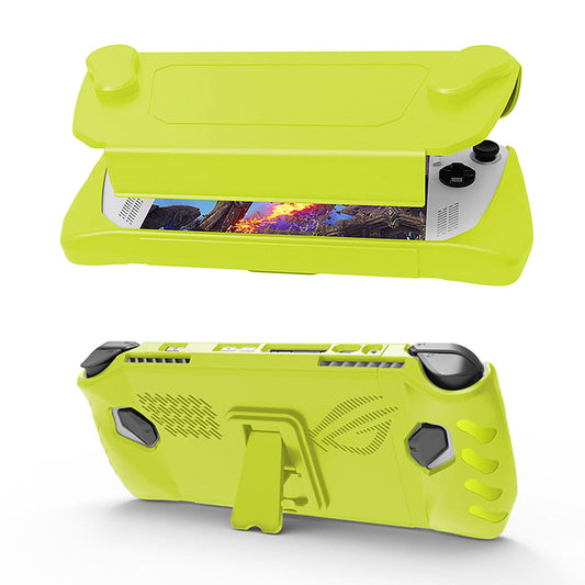 NUHFUFA Protective Cover with Detachable Front Shell for ASUS Rog Ally 7-inch Handheld 2023, Full Coverage with Bracket Anti-Drop Dustproof Ergonomic Grip Case(Yellow)