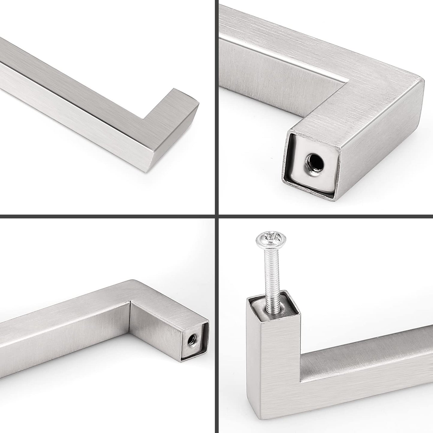 Probrico 30 Pack 5 Inch Kitchen Cabinet Handles Stainless Steel Drawer Dresser Pulls Cupboard Square Bar Pulls Brushed Nickel 5.5 Inch Total Length