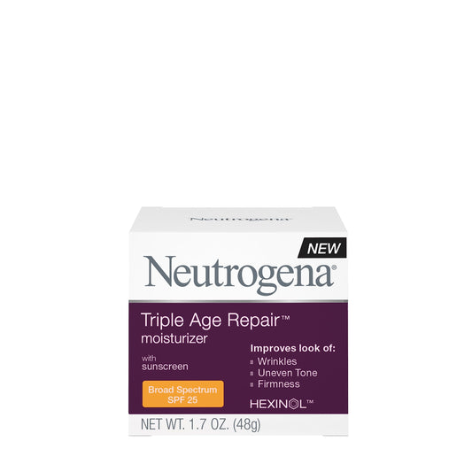 Neutrogena Triple Age Repair Anti-Aging Daily Facial Moisturizer with SPF 25 Sunscreen & Vitamin C, Firming Anti-Wrinkle Face & Neck Cream for Dark Spots, Glycerin & Shea Butter, 1.7 oz