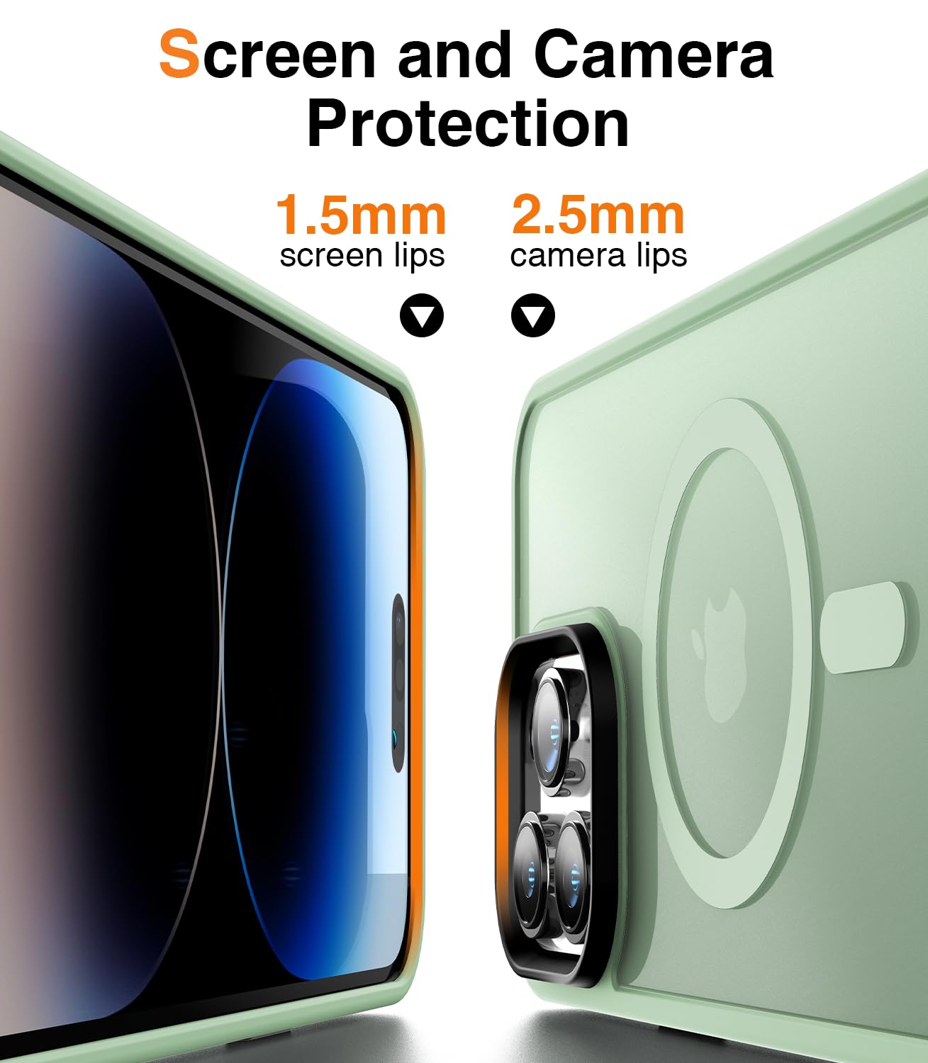 Meifigno Magic Mag Series for iPhone 14 Pro Max Case, [Military Grade Protection & Compatible with MagSafe], Translucent Matte Back with Aluminum Alloy Keys for iPhone 14 Pro Max 6.7", Matcha Green