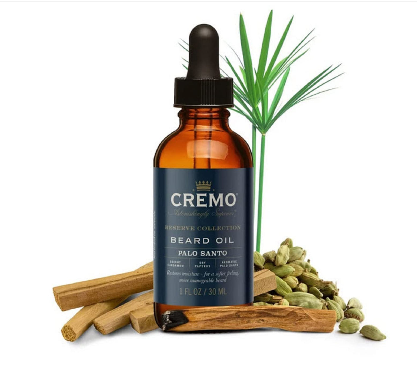 Cremo Beard Oil, Palo Santo (Reserve Collection), 1 fl oz - Restore Natural Moisture and Soften Your Beard To Help Relieve Beard Itch