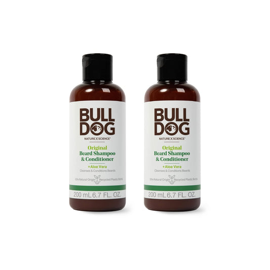 Bulldog Mens Skincare and Grooming for Men Original Beard Shampoo and Conditioner, 6.7 Ounce, Pack of 2