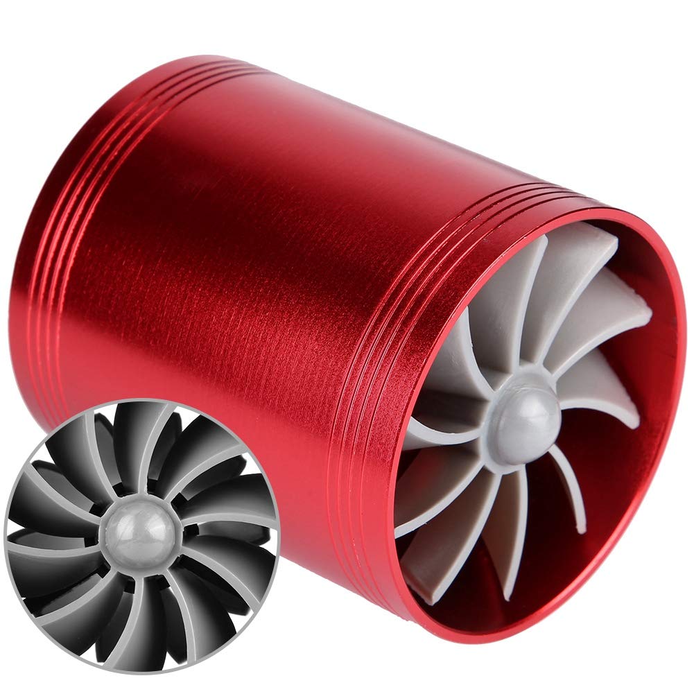 Boost Your Car's Performance with Car Air Intake Turbonator Dual Fan Turbine Super Fuel Saver Turbo (Red)