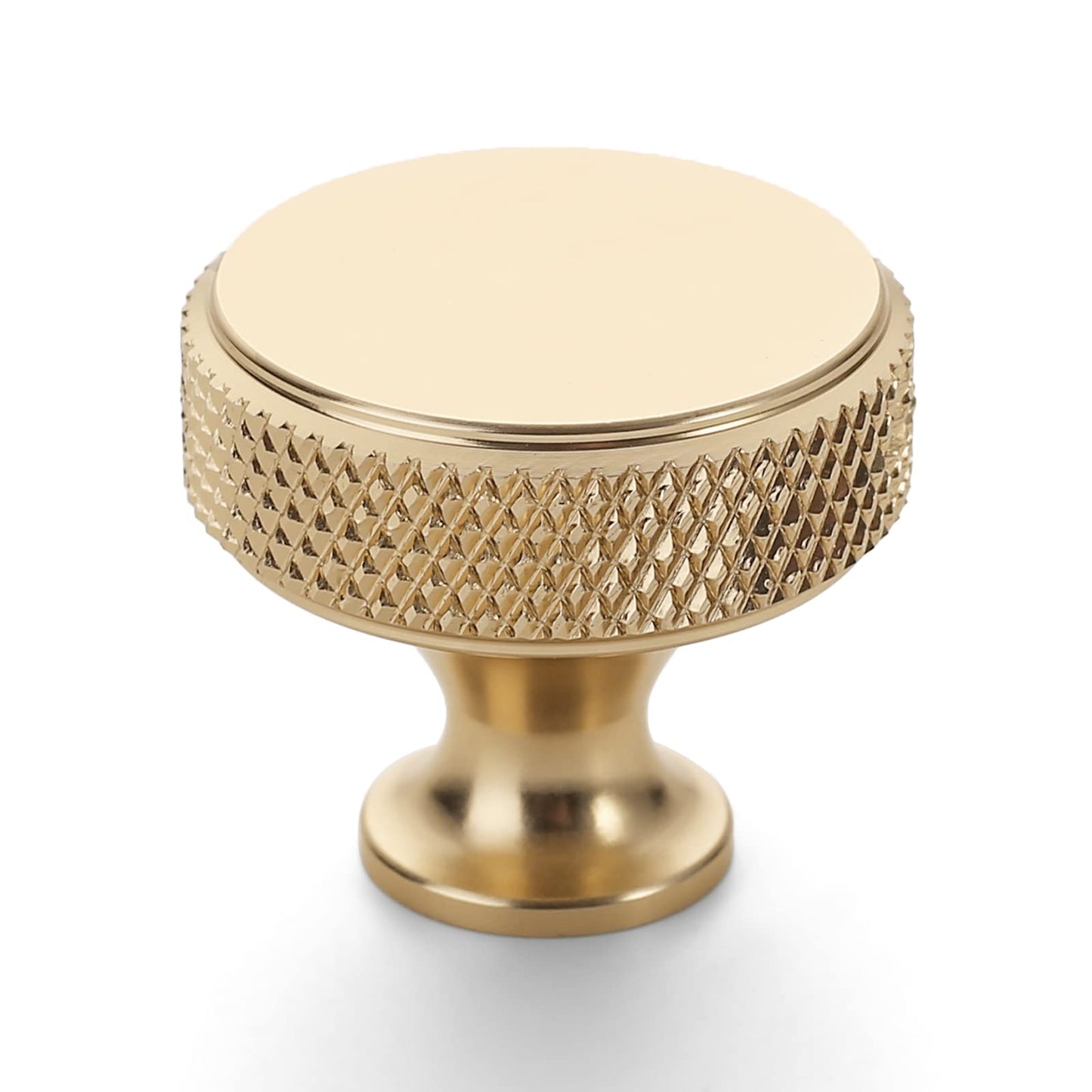 Amerdeco 10 Pack Brushed Gold Knurled Cabinet Knobs Round Kitchen Cabinet Pulls for Drawer Dresser, Cupboard and Wardrobe ZH0036