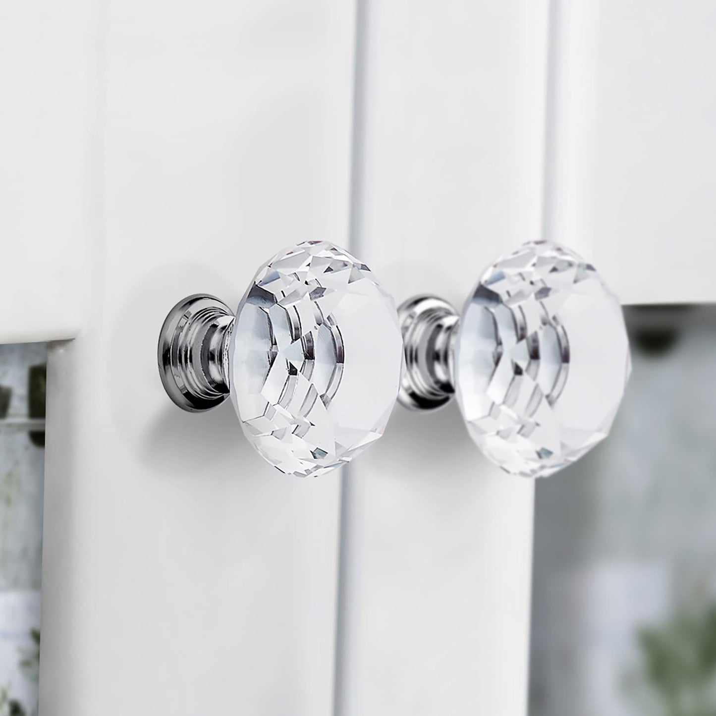 Ravinte 25 Pack Crystal Knobs for Dresser Drawers Glass Cabinet Knobs Diamond Shaped Drawer Knobs - 30 mm Knobs with Silver Base