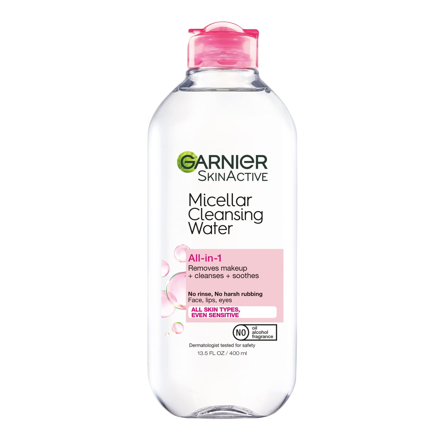 Garnier SkinActive Micellar Water for All Skin Types, Facial Cleanser & Makeup Remover, 13.5 Fl Oz (400mL), 1 Count (Packaging May Vary)