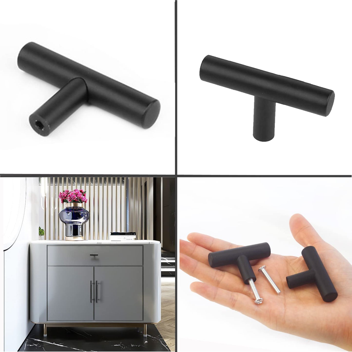 THSIREE 12PCS Cabinet Knobs, Black Cabinet Pulls Drawer Knobs, Single Hole Cabinet Hardware with Screws, for Kitchen Bedroom Furniture