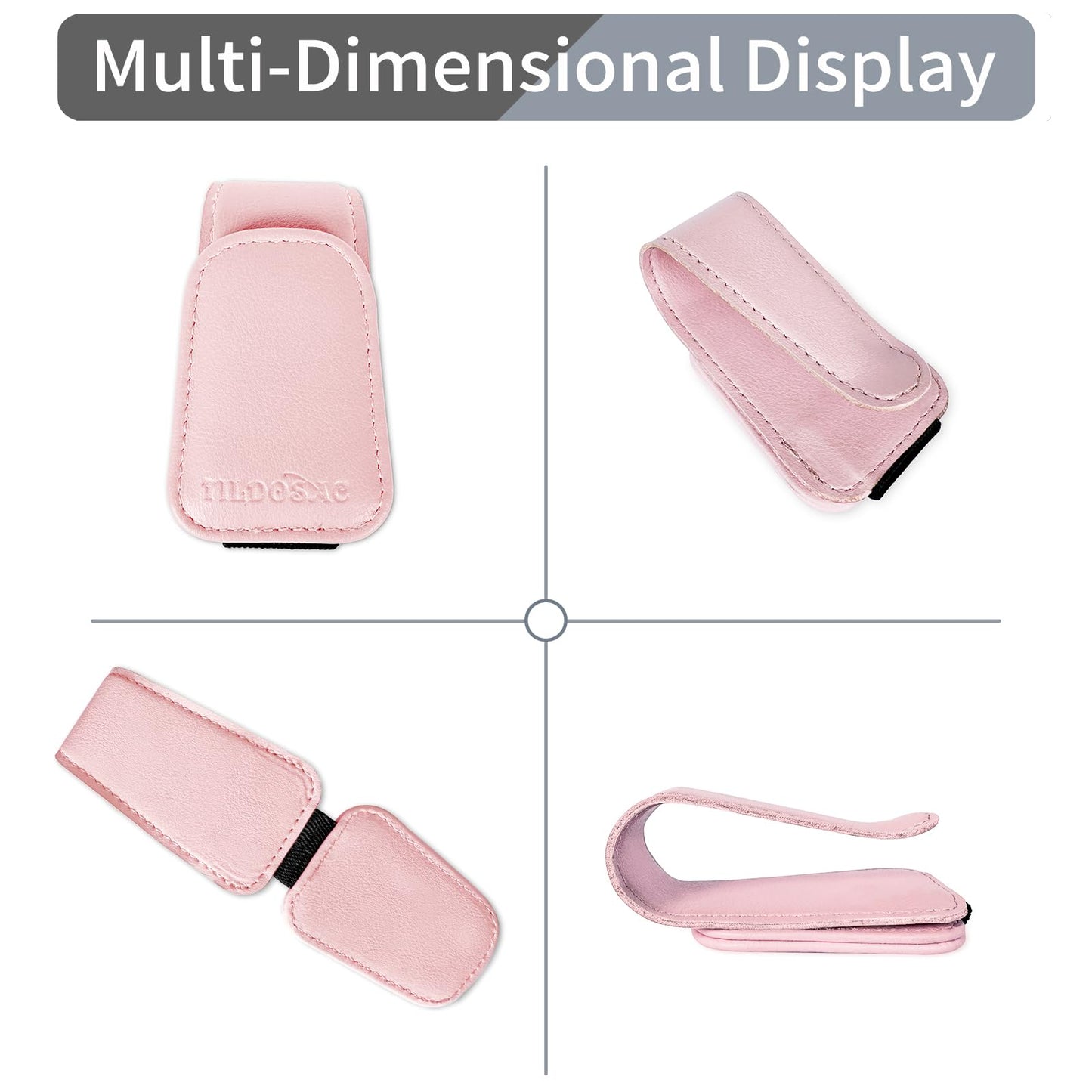 TILDOSAC Sunglass Holder Organizer Clip for Car Visor, Durable and Scratch Resistant Sunglasses Organizer with Magnetic Clip, Pink Car Interior Essentials Accessories for Men Women Aesthetic