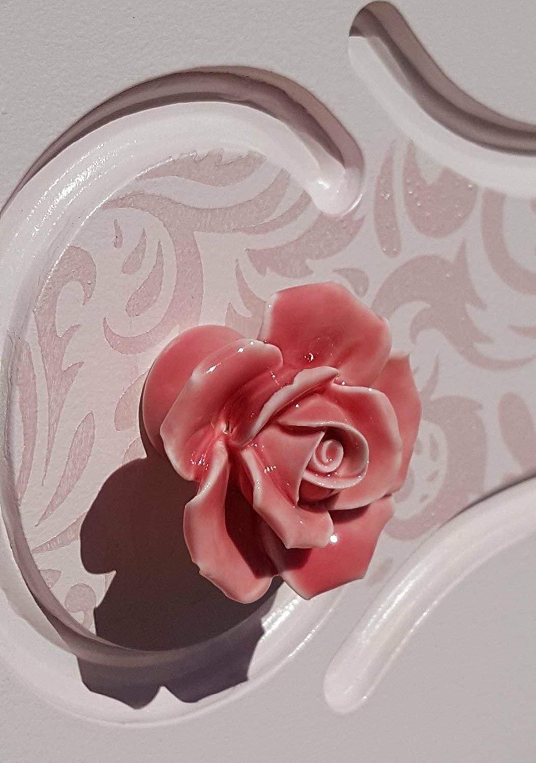 DLD Knobs, 8Pcs Elegant Pink Rose Pulls Flower Ceramic Cabinet Knobs Cupboard Drawer Pull Handles + Scre.