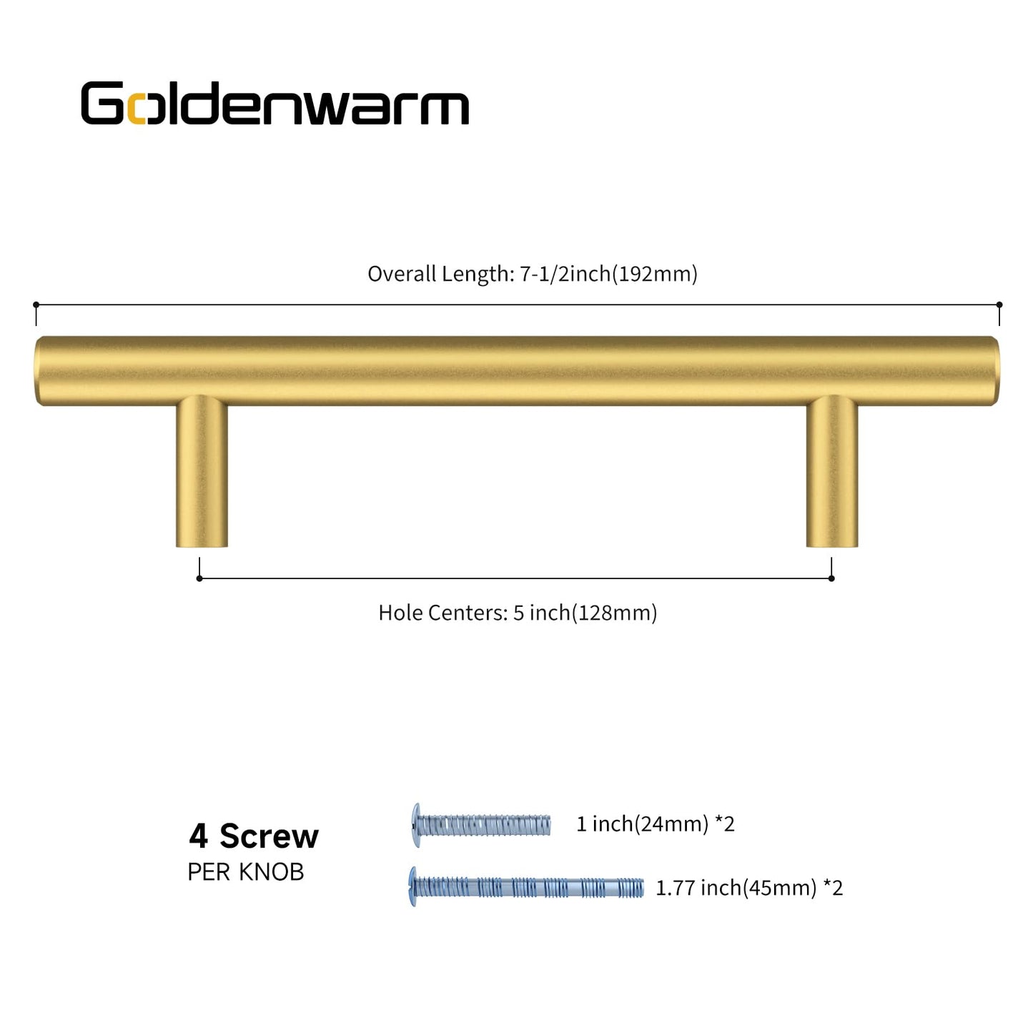 goldenwarm 10 Pack Gold Cabinet Handles Brushed Brass Cabinet Pulls Gold Drawer Pulls 5 inch(128mm) Kitchen Hardware Gold Dresser Pulls Brass Hardware Bathroom Bedroom Furniture Handles