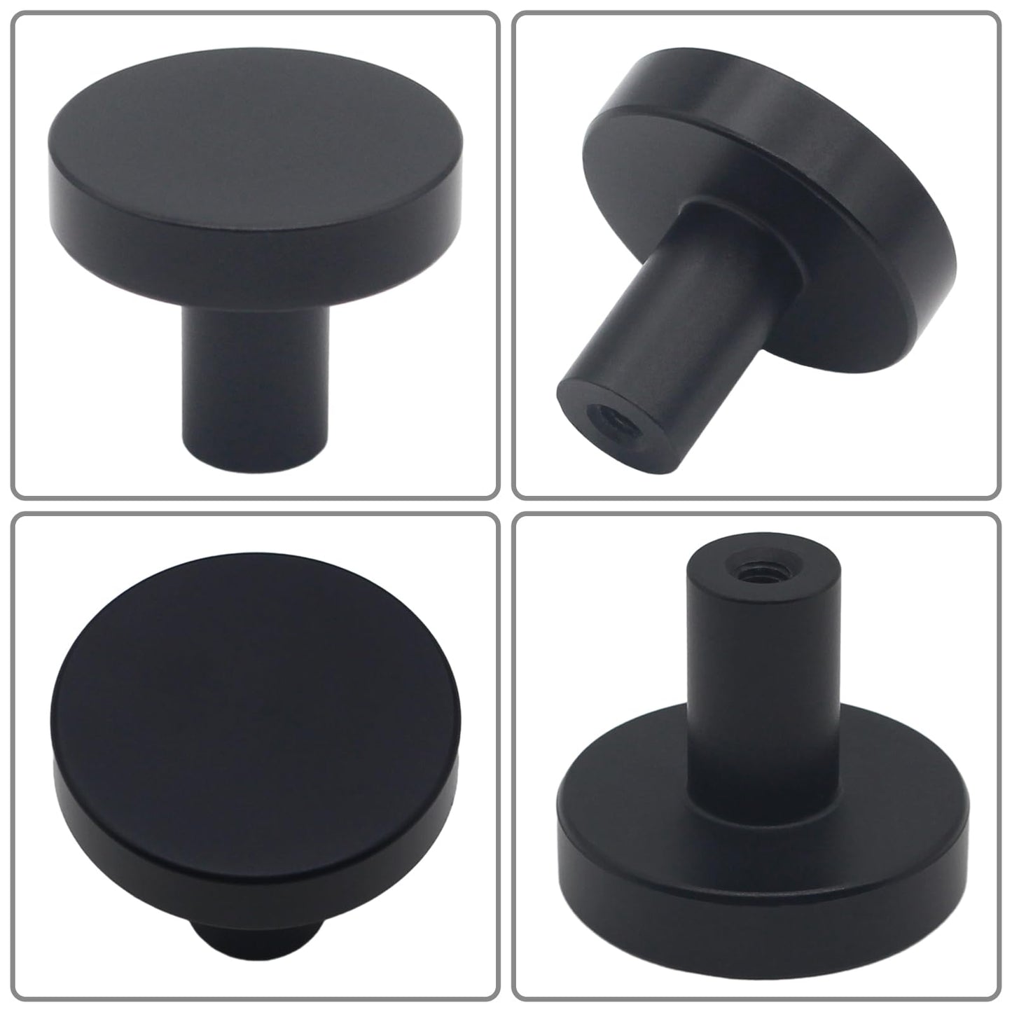 HANIHUA 30 Pack Black Cabinet Knobs, Solid Dresser Knobs Drawer Knobs Kitchen Cabinet Knobs, Matte Black Single Hole Knob for Cabinets and Drawers Round