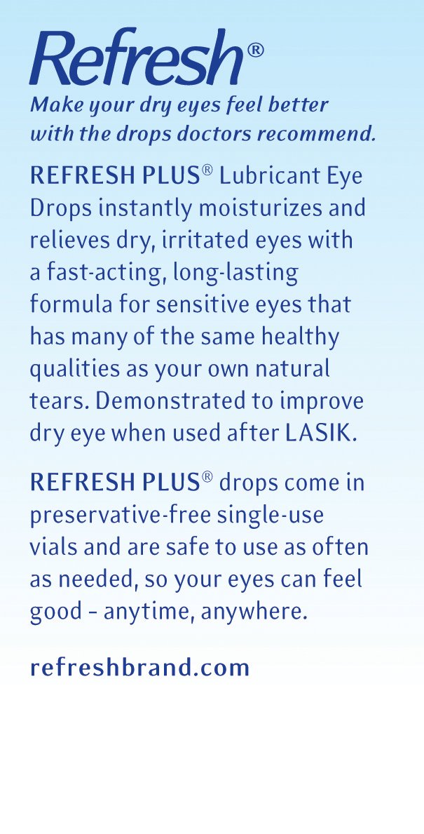 Refresh Plus Lubricant Eye Drops, Preservative-Free, 0.01 Fl Oz Single-Use Containers, 30 Count (Pack of 1)