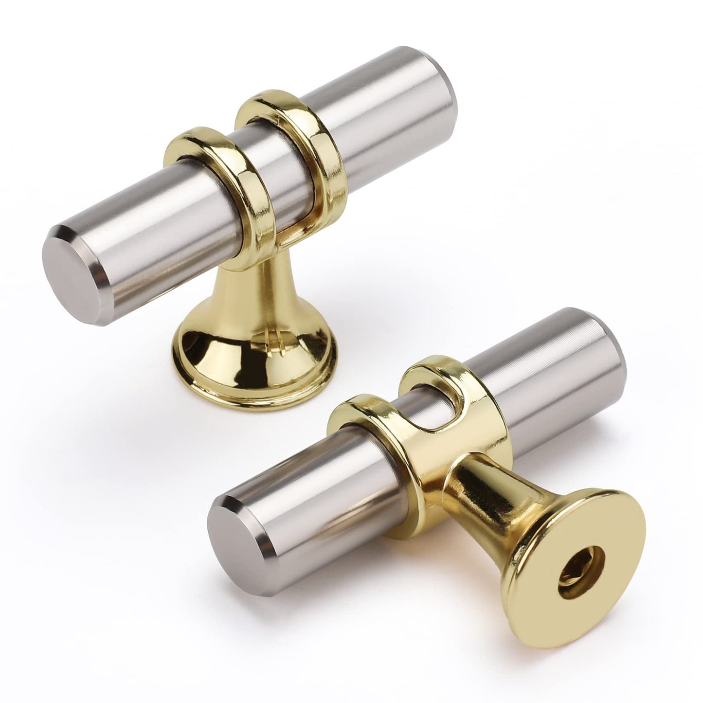 Leulan Brushed Nickel Cabinet Knobs Single Hole Gold Drawer Knobs Gold Cabinet Knobs Cabinet Hardware Cupboard Knobs 10 Pack