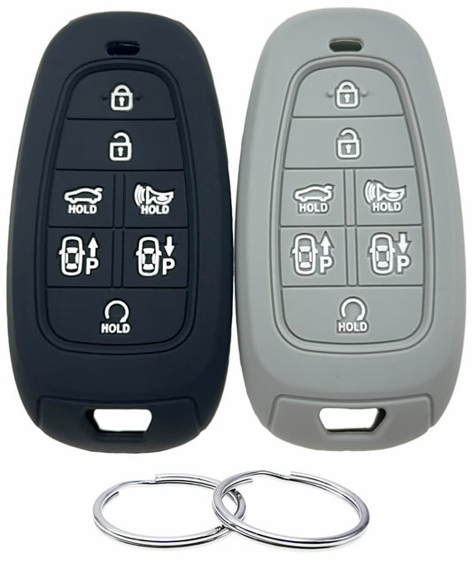 REPROTECTING Silicone Rubber Key Fob Cover Compatible with 7 Buttons 2019 2020 2021 Hyundai Sonata Nexo 2022 Hyundai Tucson 2023 Palisade Santa Fe TQ8-F08-4F28 95440-L1500