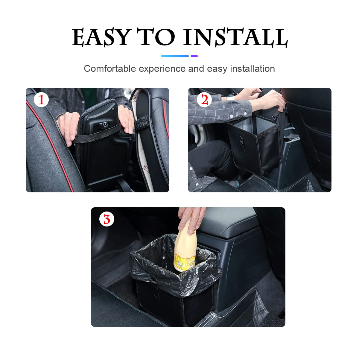 Fekey&JF Foldable Car Trash Can, Hanging Waterproof Leakproof Trash Can Storage Bag for Car with Large Capacity, Car Interior Accessories (Large)