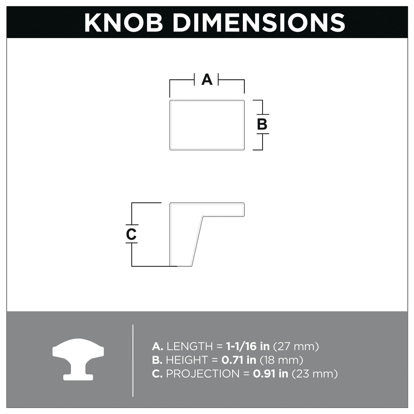 Franklin Brass Mirrored Cabinet Knob, Matte Black, 1-1/16" (27mm) Drawer 10 Pack, P40838K-FB-C