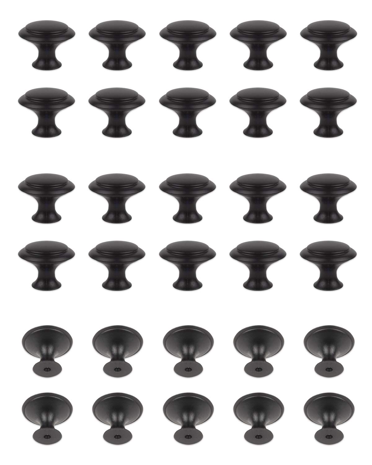 MoHern Black Cabinet Knobs, 30 Pcs 1-1/5 inch Kitchen Cabinet Knobs, Kitchen Cabinet Hardware, Black Drawer Knobs, Matte Black Knobs for Cabinets, Cabinet Door Knobs, Drawer Handles with Screws