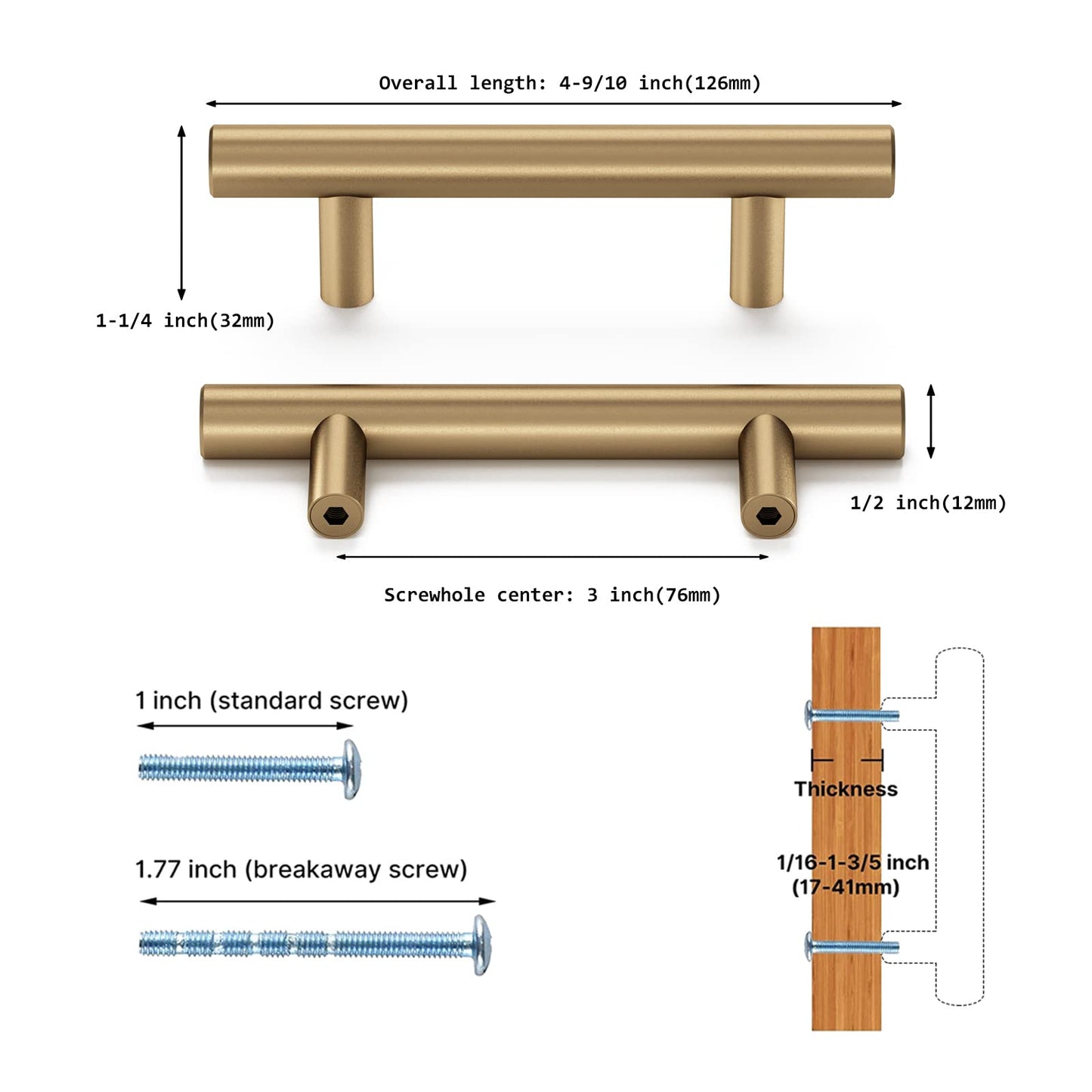 Haliwu 10 Pack/Cabinet Pulls, Champagne Bronze Cabinet Pulls, Cabinet Handles 3-inch Antique Brass Cabinet Pulls, Kitchen Cabinet Hardware Handles,Dresser and Drawer Pulls