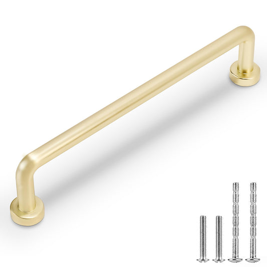 BUKOBYHE 10 Pack 5Inch Kitchen Cabinet Handles Brushed Brass Cabinet Pulls Gold Drawer Pulls Solid Kitchen Hardware Zinc Alloy Kitchen Handles for Cabinets Cupboard Handles Drawer Handles