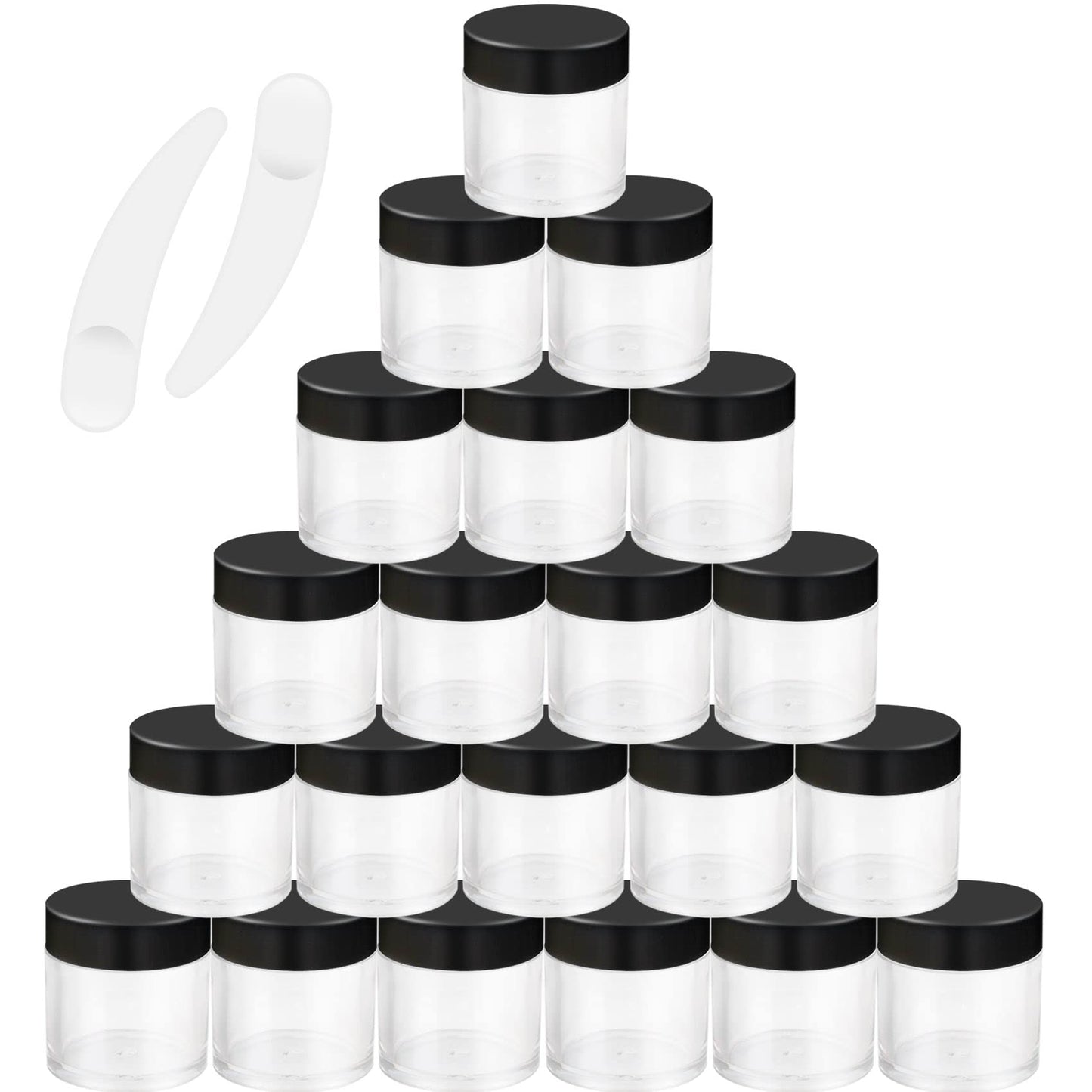 20 Pcs Empty 10Grams Cosmetic Round Jars, Sample Pots, Travel Pots with Spatula for Cosmetics, Nail Powder, Beads, Rhinestones, DIY Makeup Creams(Black) (20, 10g)