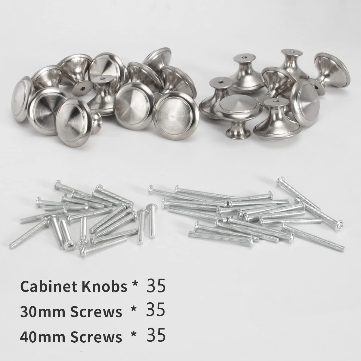 BEIUTAO 35 Pack Cabinet Knobs, Knobs for Kitchen Cabinets and Drawers, Brushed Nickel Cabinet Knobs with 70 Screws, Silver Drawer Knobs for Cupboard Door, Dresser, Drawer