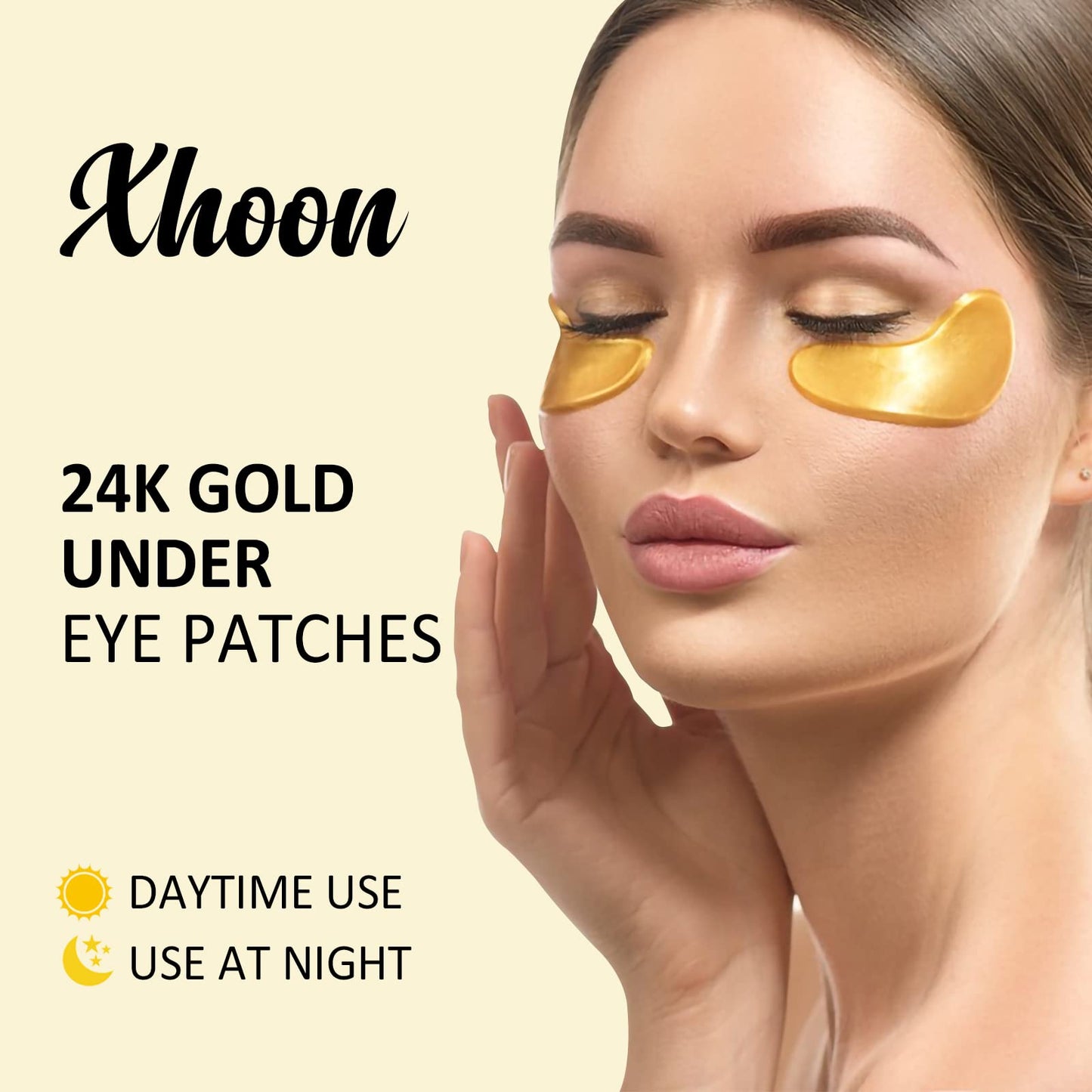 Xhoon 24K Gold Under Eye Patches - 20 Pairs Amino Acid & Collagen, Under Eye Mask for Face Care, Dark Circles and Puffiness, Beauty & Personal Care