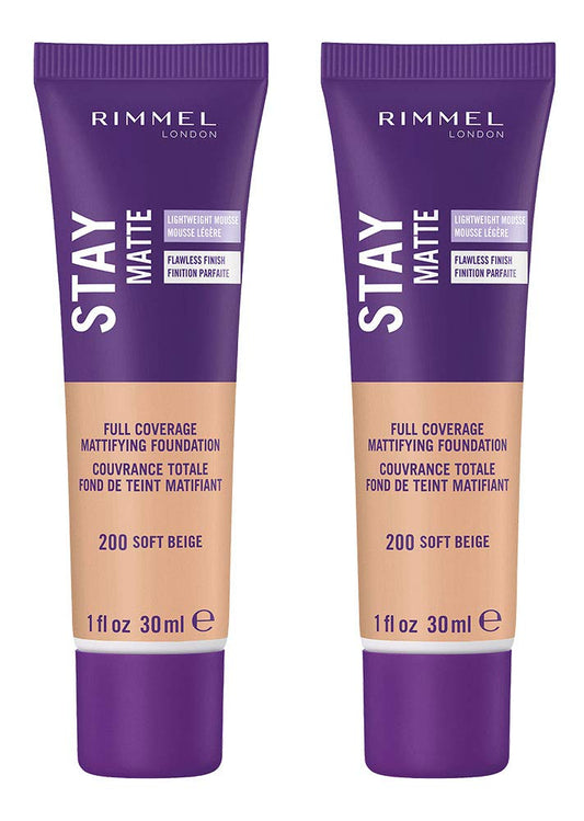 Rimmel Stay Matte Liquid Foundation, Soft Beige, 1 Fl Oz, Pack of 2