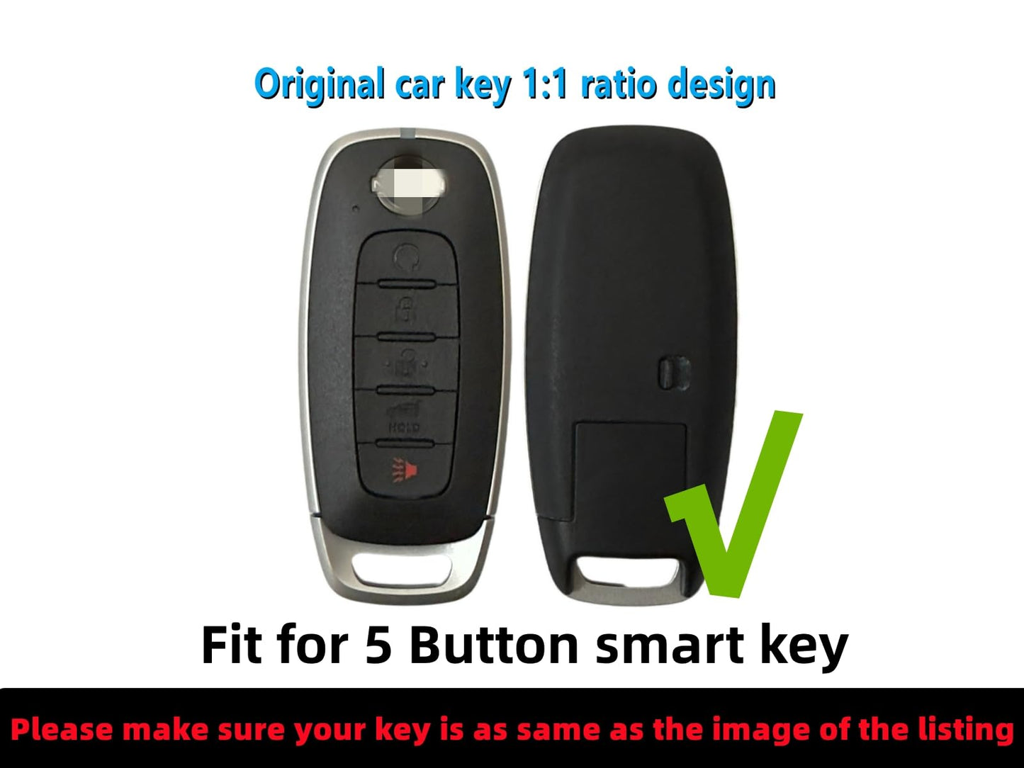 REPROTECTING Silicone Rubber Key Fob Cover Compatible with 2023 2024 (5 Buttons) Nissan Pathfinder Rogue (5 Buttons, Black/Black)