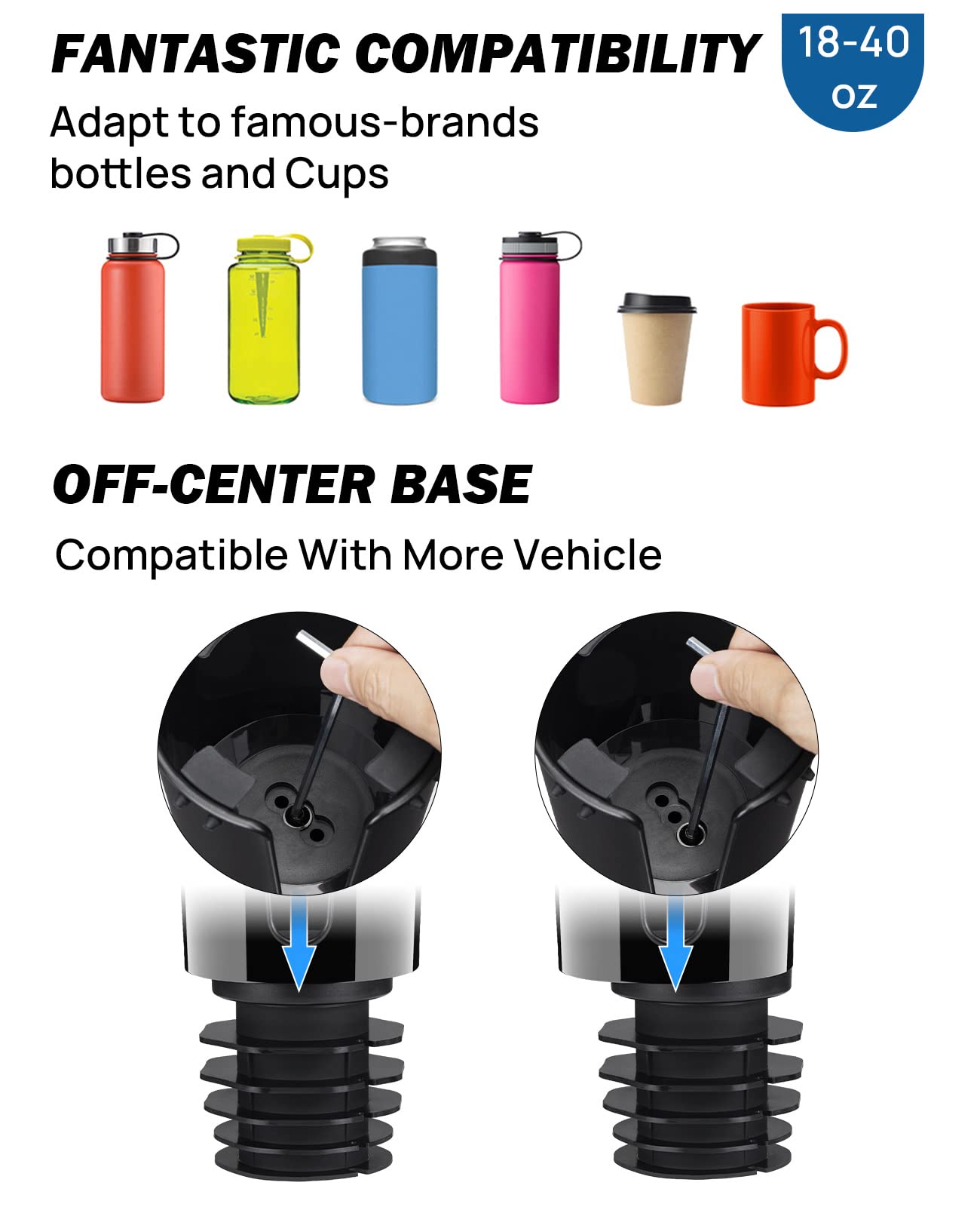 JOYTUTUS Cup Holder Phone Mount for Car, Car Cellphone Large Adapter Long Arm with 360 Degree Rotation, Compatible iPhone, Samsung & All Smartphones