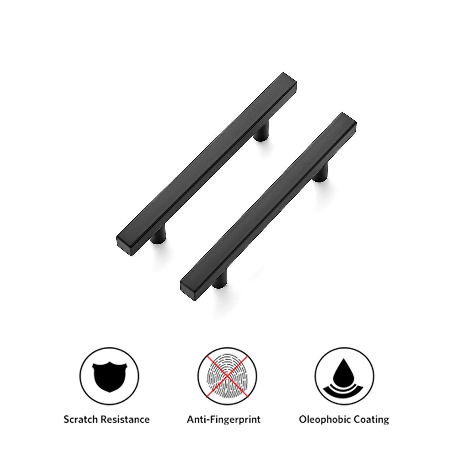 Ravinte 30 Pack 6'' Square Cabinet Pulls Matte Black Stainless Steel Kitchen Drawer Pulls Cabinet Handles 6”Length, 3-3/4” Hole Center