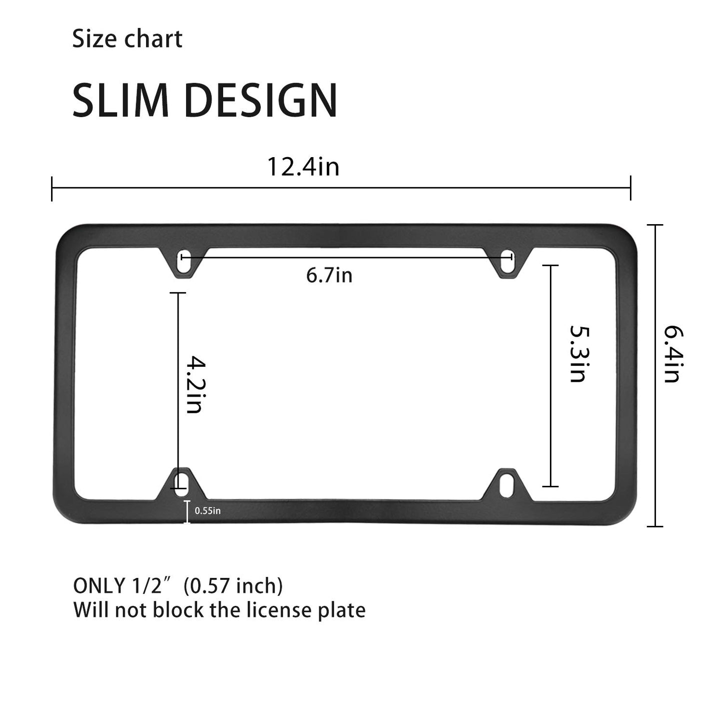 LivTee 4 Holes Stainless Steel License Plate Frames, 2 PCS Car Licence Plate Covers, Automotive Exterior Accessories Slim Design with Bolts Washer Caps for US Vehicles, Black