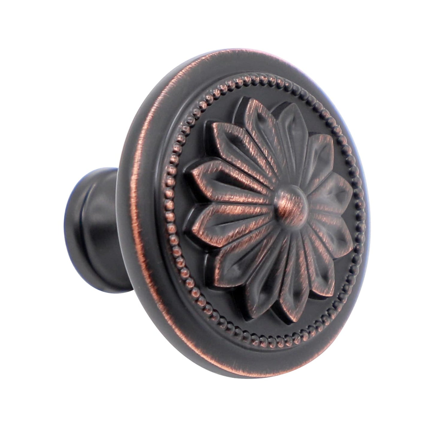 10 Pack - Oil Rubbed Bronze Cabinet Hardware knobs,1.4" Diameter Round Bronze Hardware for Cabinets, Oil Rubbed Bronze Knobs for Cabinets and Drawers,Flower Bronze knobs for Dresser Drawers