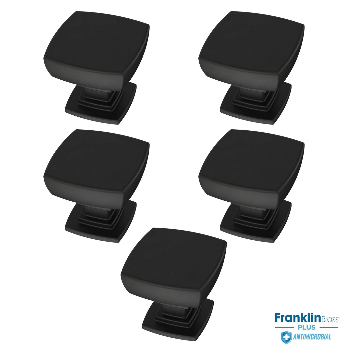 Franklin Brass Parow Cabinet Knob, Matte Black , 1-1/8" (29mm) Drawer 5 Pack, P29542Z-FBA-B