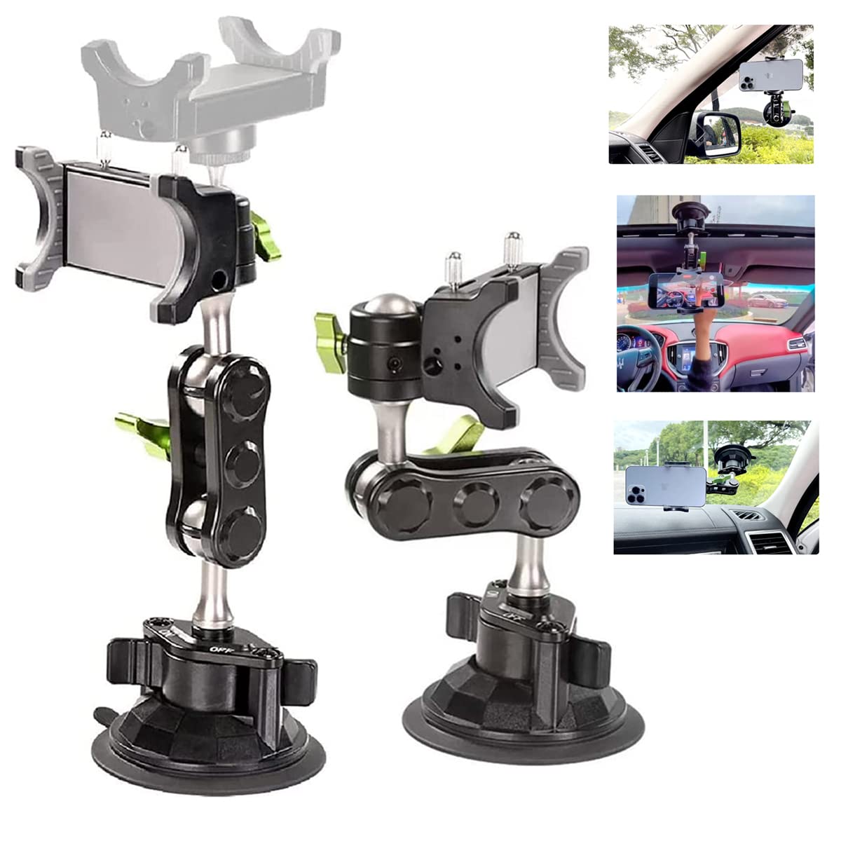 Universal Ball Head Arm for Phone Suction Cup Phone Holder 360° Rotating Car Phone Holder Mount for Car Dashboard Windshield Vehicle Sunroof Compatible with iPhone & Samsung and Other Mobile Phones