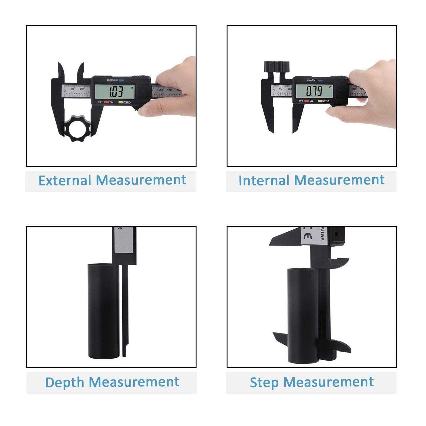 Digital Caliper, Adoric 0-6" Calipers Measuring Tool - Electronic Micrometer Caliper with Large LCD Screen, Auto-Off Feature, Inch and Millimeter Conversion