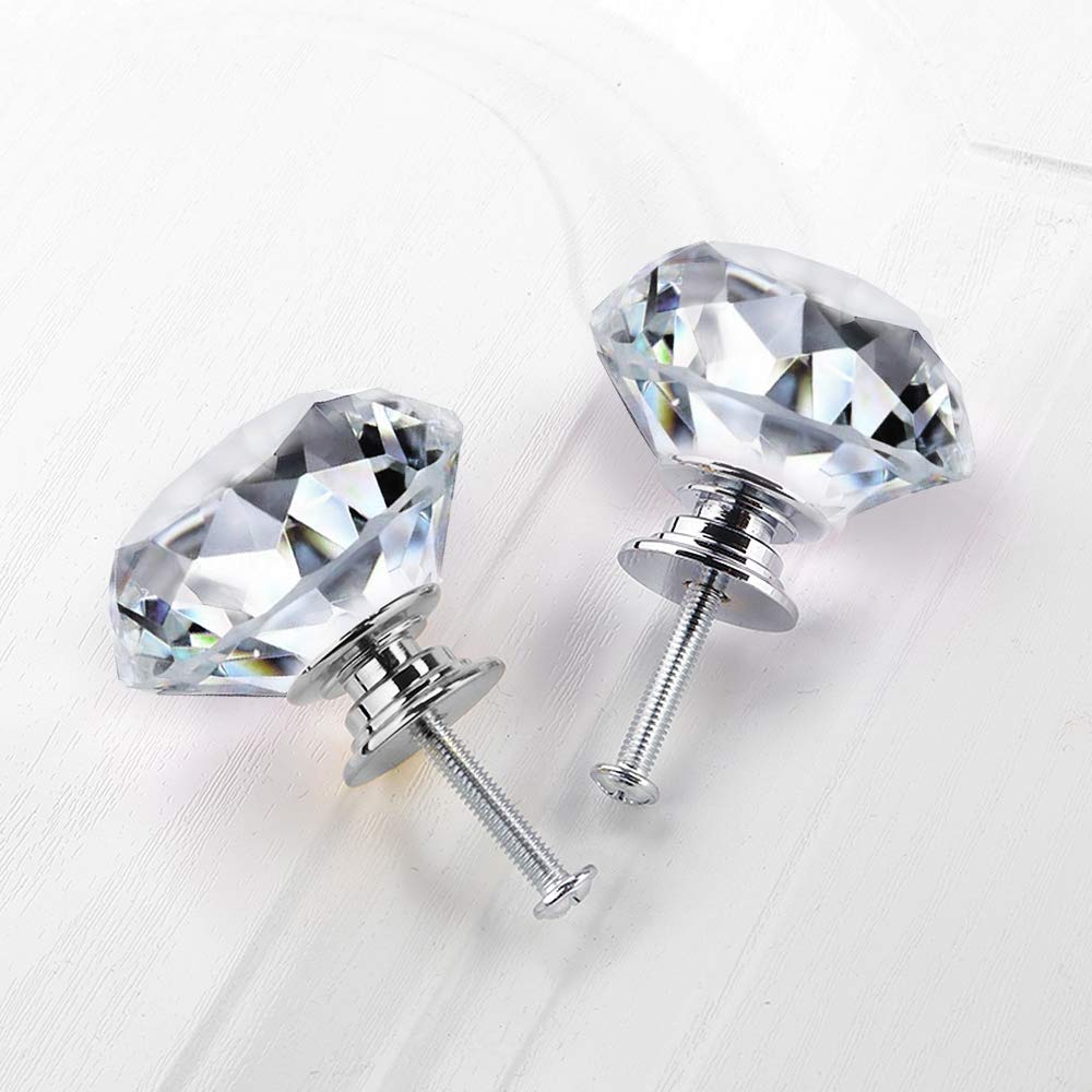 NORTHERN BROTHERS Dresser Knobs Drawer Knobs Crystal Knobs 30mm- Diamond Knobs Pull for Cabinets and Drawers Crystal Knobs for Dresser Drawers 10 Pack