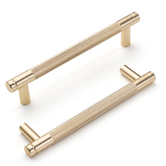 KNOKLOCK 10 Pack 5 Inch(128mm) Kitchen Cabinet Handles Gold Knurled Cabinet Pulls Kitchen Cabinet Hardware Drawer Pulls for Dresser Cupboard Wardrobe