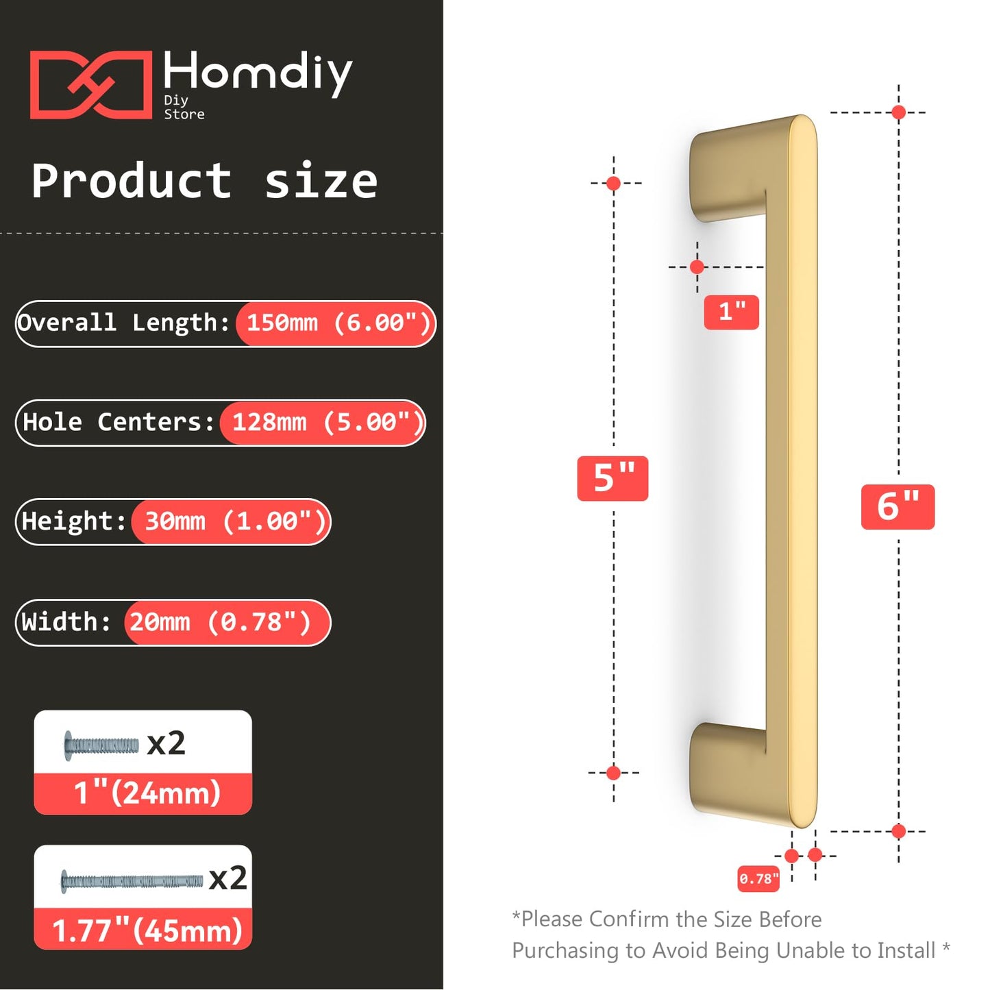 homdiy 10 Pack Brushed Brass Cabinet Pulls 5 inch Hole Center Gold Kitchen Cabinet Pulls Drawer Handles for Dresser Cupboard Living Room