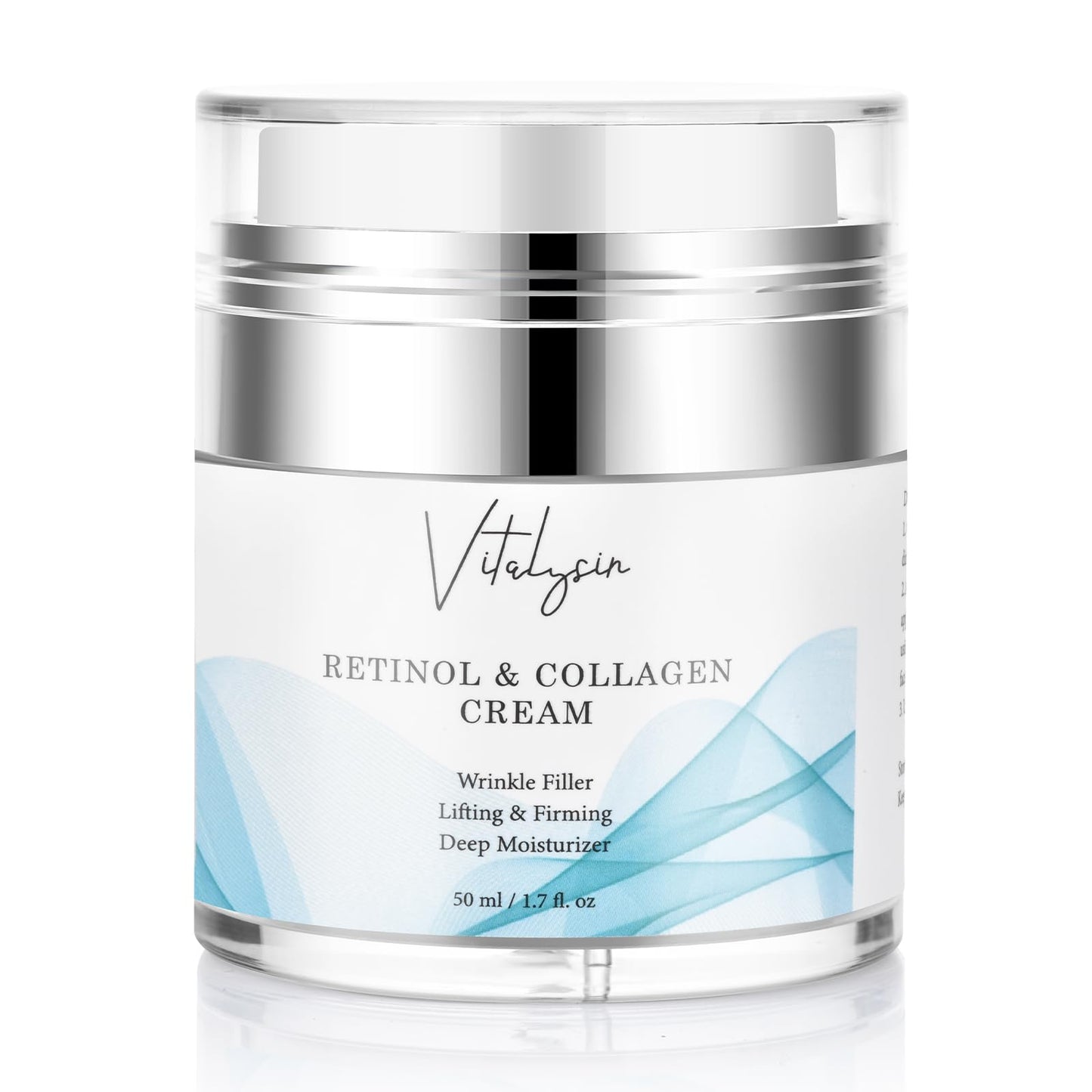 Vitalysin Retinol Cream for Face - Moisturizer with Hyaluronic Acid and Vtamin E, Reduce Wrinkles, Anti -ageing, Smooth the Skin, Promote Cell Turnover, Unclog Pores - All Skin Types - Unisex