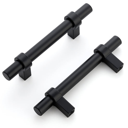 Home Expert 25 Pack Cabinet Handles 3 Inch Black Cabinet Pulls Matte Black Kitchen Cabinet Handles Drawer Pulls with Square Base Kitchen Cabinet Hardware 5 Inch Overall Length