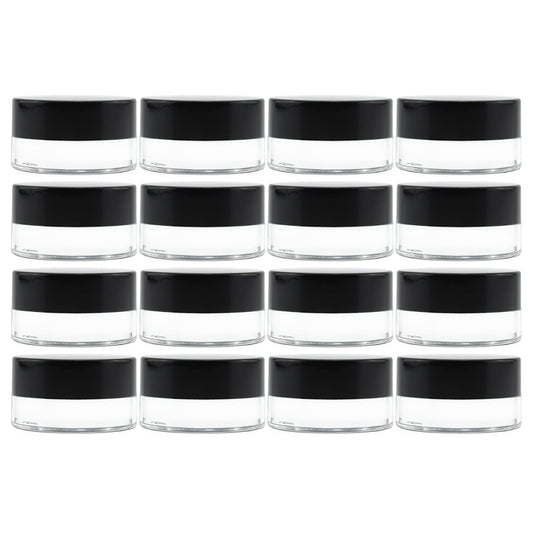 Cornucopia 7-Milliliter Clear Glass Balm Jars (12-Pack); 1/4 oz Cosmetic Jars with Lined Black Plastic Lids