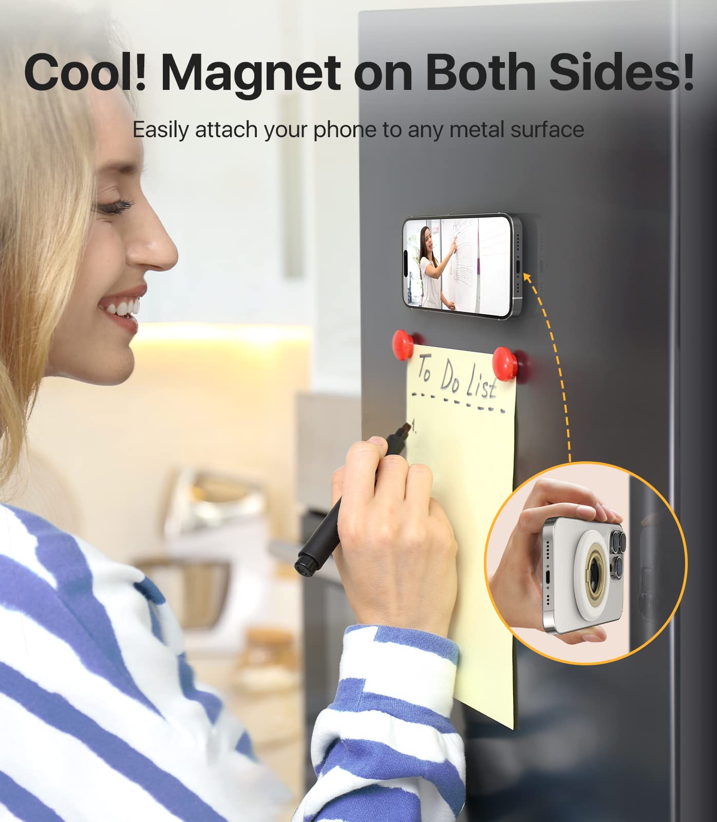 [2023 Newest] andobil Magnetic Phone Grip for MagSafe [Drop Protection] Strong Magnetic Phone Ring Holder Compatible with MagSafe Accessories, iPhone 14 Plus 13 12, Pro, Pro Max, Mini, Silicone, White