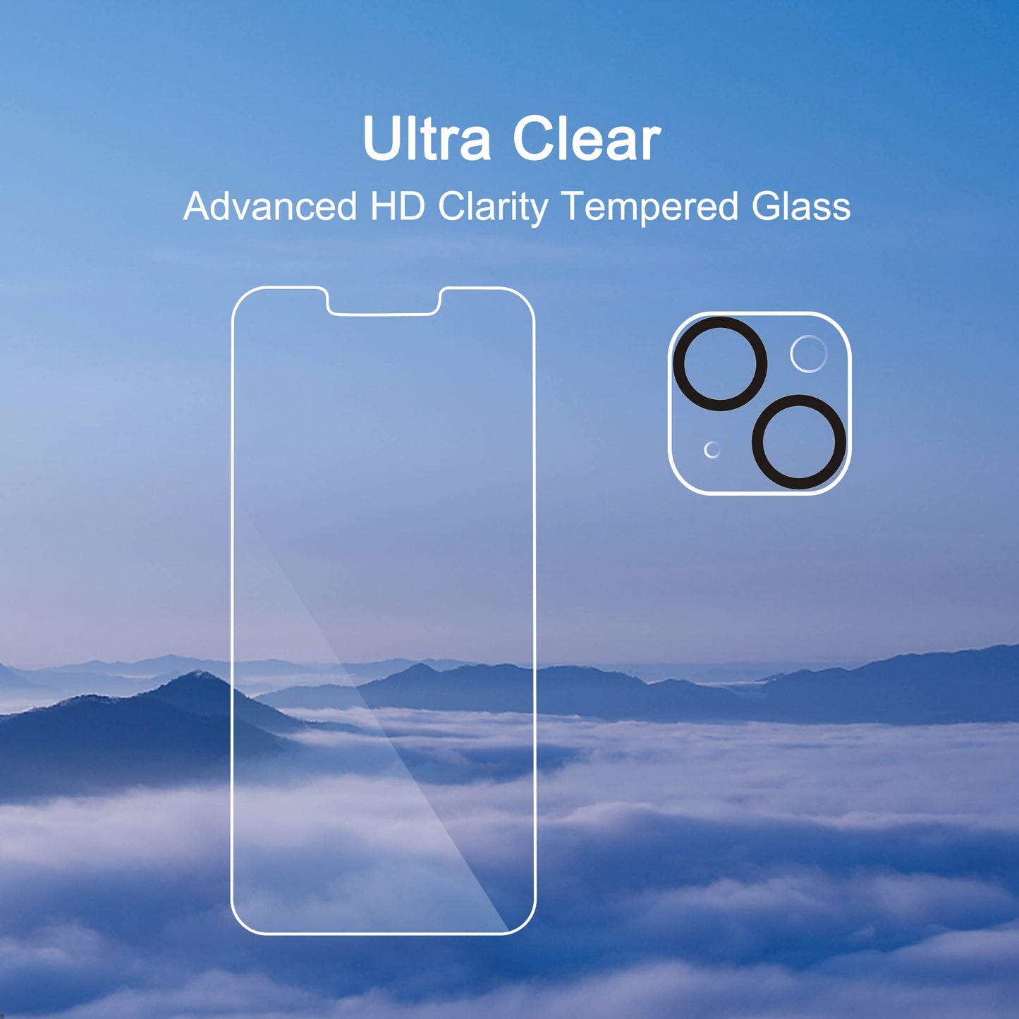 Ailun 3 Pack Screen Protector for iPhone 14[6.1 inch] + 3 Pack Camera Lens Protector,Case Friendly Tempered Glass Film,[9H Hardness] - HD