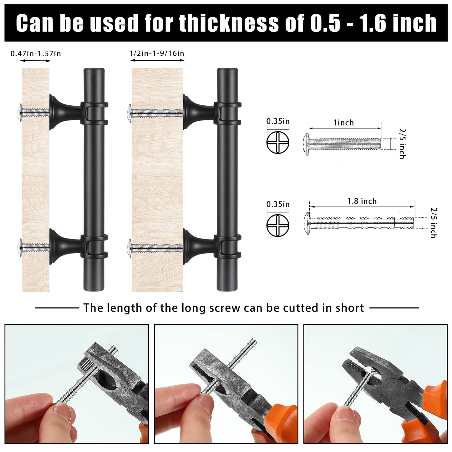 50 Pieces 5 Inch Cabinet Pulls Matte Black Kitchen Cabinet Handles Cabinet Pull with Screws Stainless Steel Cabinet Hardware for Kitchen Cupboard Cabinets Dresser Drawers, 3 Inch Hole Center