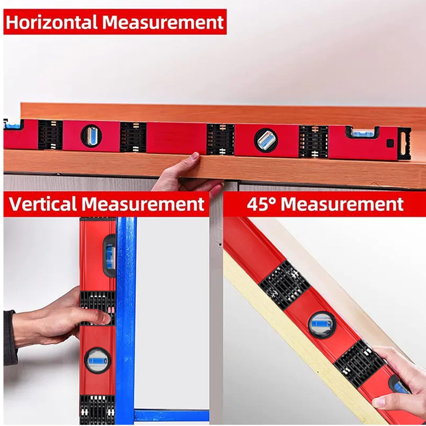 TIASOU Folding Level Tool, Multi-Function Portable Level Measuring Tool, Extendable Level with 4 Easy to Read Level Bubbles, Long Spirit Small Level Herramientas, Precise Leveling In Any Position