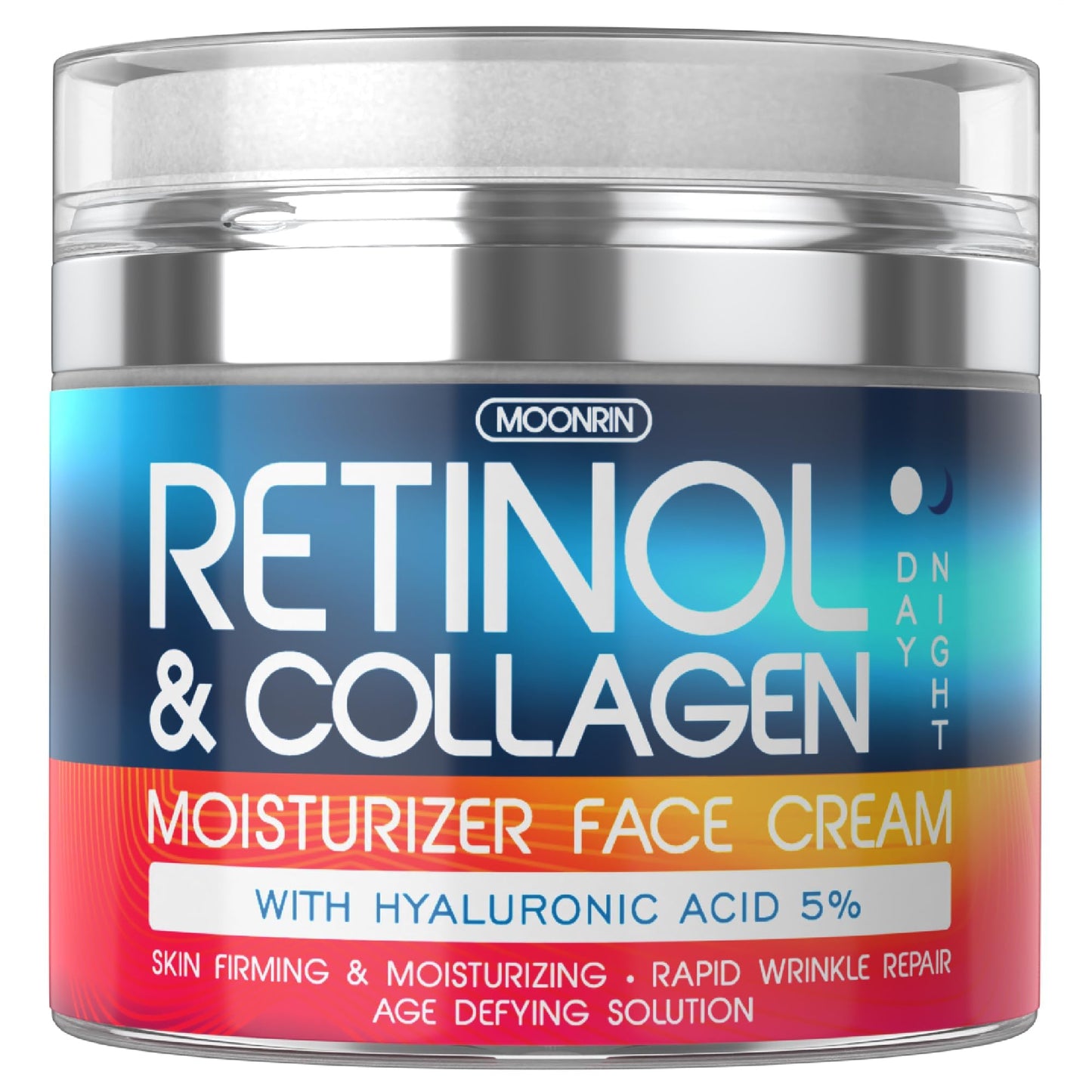 Retinol Cream for Face - Collagen and Retinol Moisturizer with Hyaluronic Acid, Day-Night Anti-Aging Moisturizer for Women, Men, Collagen Cream for Face Reduces Wrinkles, Dryness, 1.85 Oz