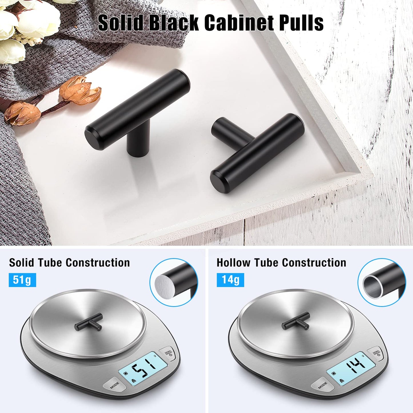 KNOBWELL 25 Pack Solid Stainless Steel Cabinet & Furniture Pulls Solid Door Handle Sets, Modern Cabinet Pulls Euro Style Round Bar Kitchen Cabinet Handles Dresser Drawer Knobs - Single Hole 50mm/2"