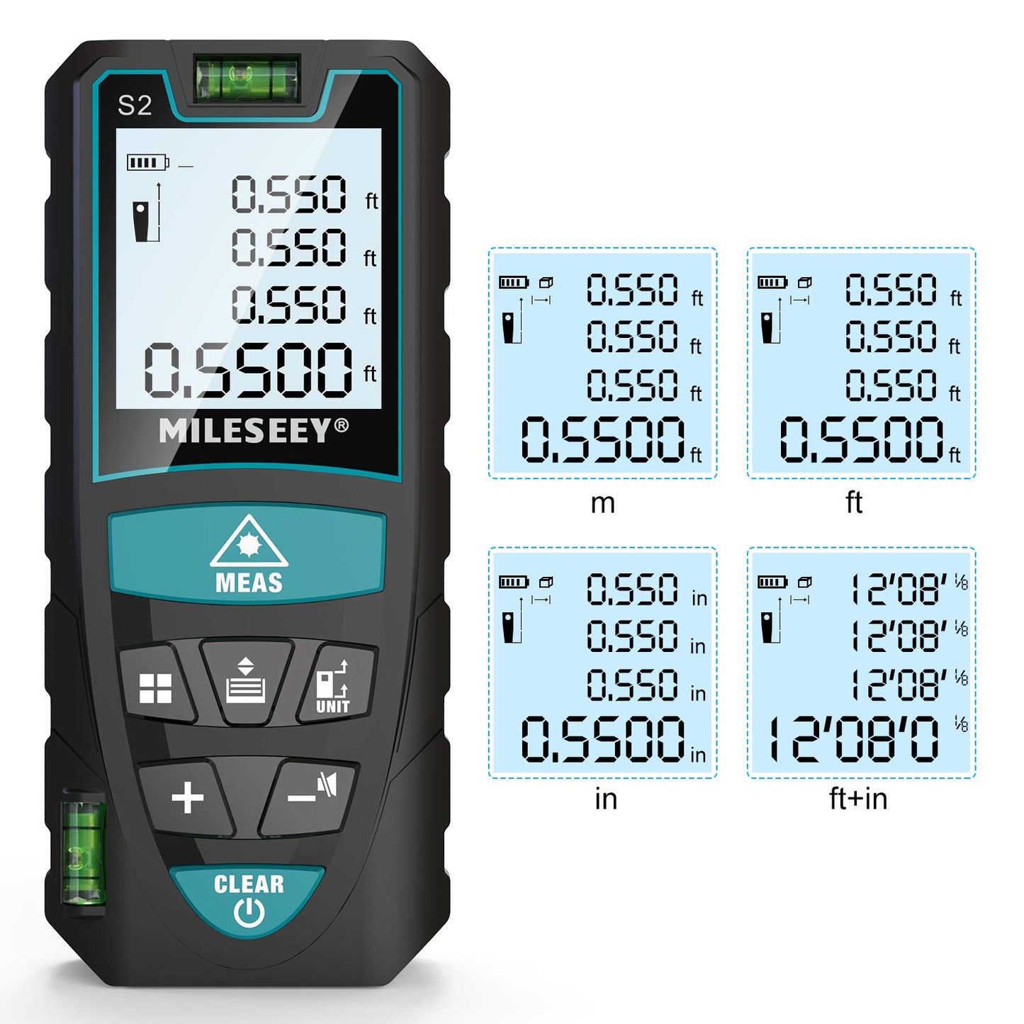 Laser Measure, RockSeed 165 Feet Digital Laser Distance Meter with 2 Bubble Levels,M/in/Ft Unit Switching Backlit LCD and Pythagorean Mode, Measure Distance, Area and Volume (165 Feet)