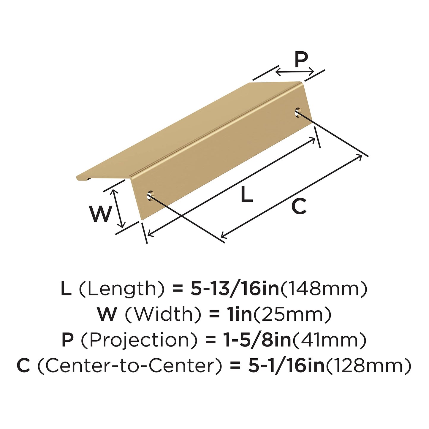 Amerock | Cabinet Edge Pull |Champagne Bronze | 5-1/16 in (128 mm) Center-to-Center Drawer Pull | Kitchen and Bath Hardware | Furniture Hardware